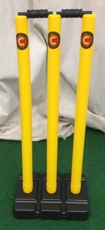 Hunts County Flik Cricket Stumps & Base Set (Yellow) 1 Hunts County Flik Cricket Stumps & Base Set (Yellow)