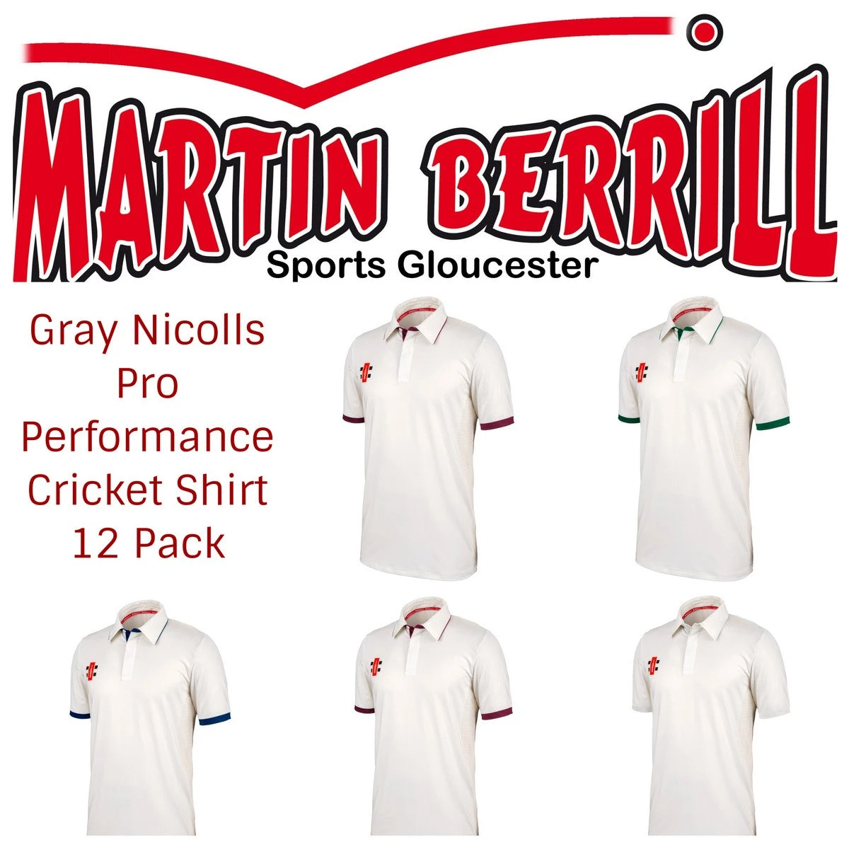 GRAY-NICOLLS Gray Nicolls Pro Performance Cricket Shirt 12 Pack With Logo 1 GRAY-NICOLLS Gray Nicolls Pro Performance Cricket Shirt 12 Pack With Logo