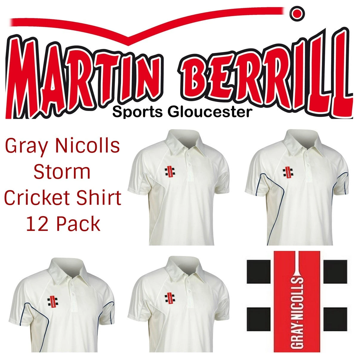 GRAY-NICOLLS Gray Nicolls Storm Cricket Shirt 12 Pack With Logo 1 GRAY-NICOLLS Gray Nicolls Storm Cricket Shirt 12 Pack With Logo