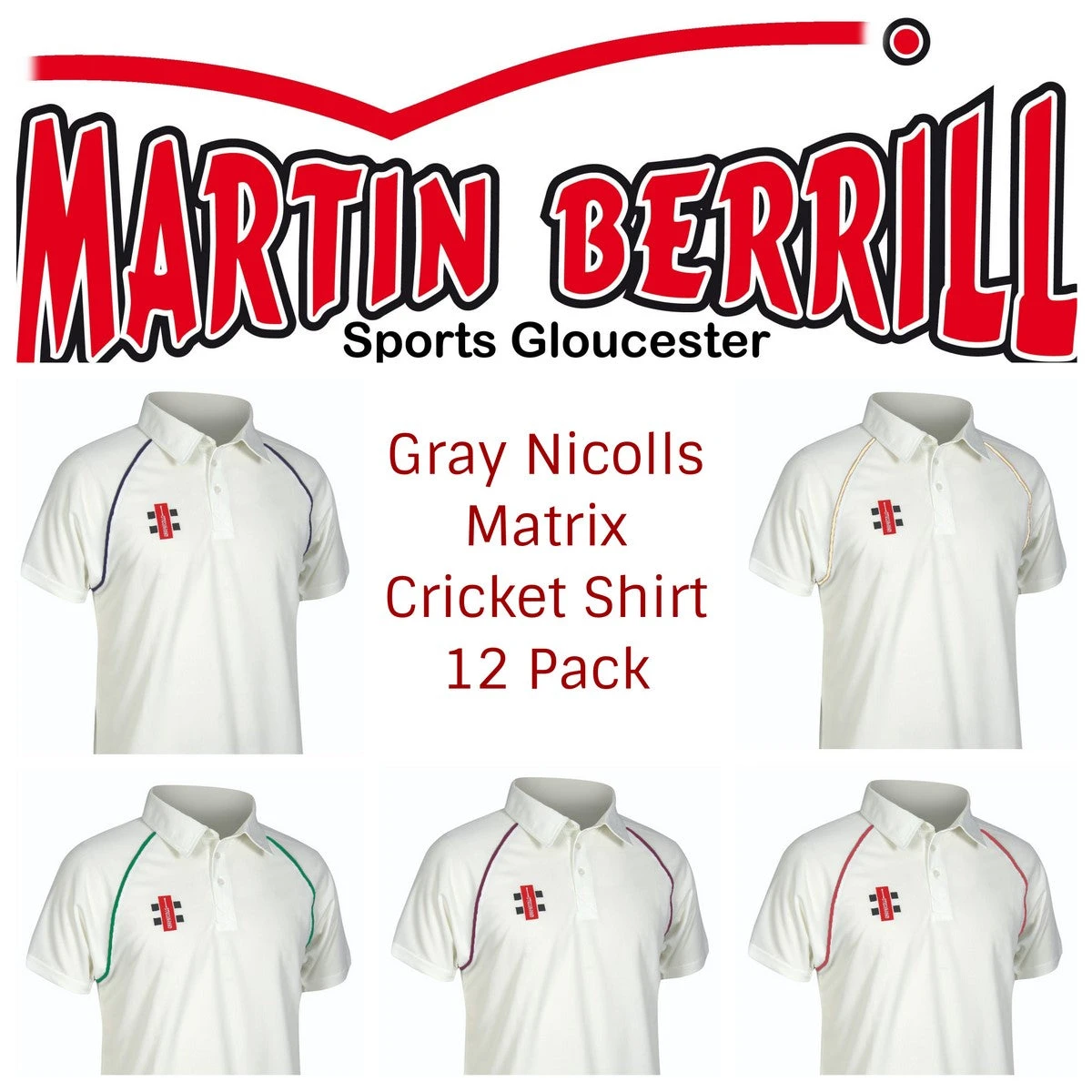 GRAY-NICOLLS Gray Nicolls Matrix Cricket Shirt 12 Pack With Logo 1 GRAY-NICOLLS Gray Nicolls Matrix Cricket Shirt 12 Pack With Logo