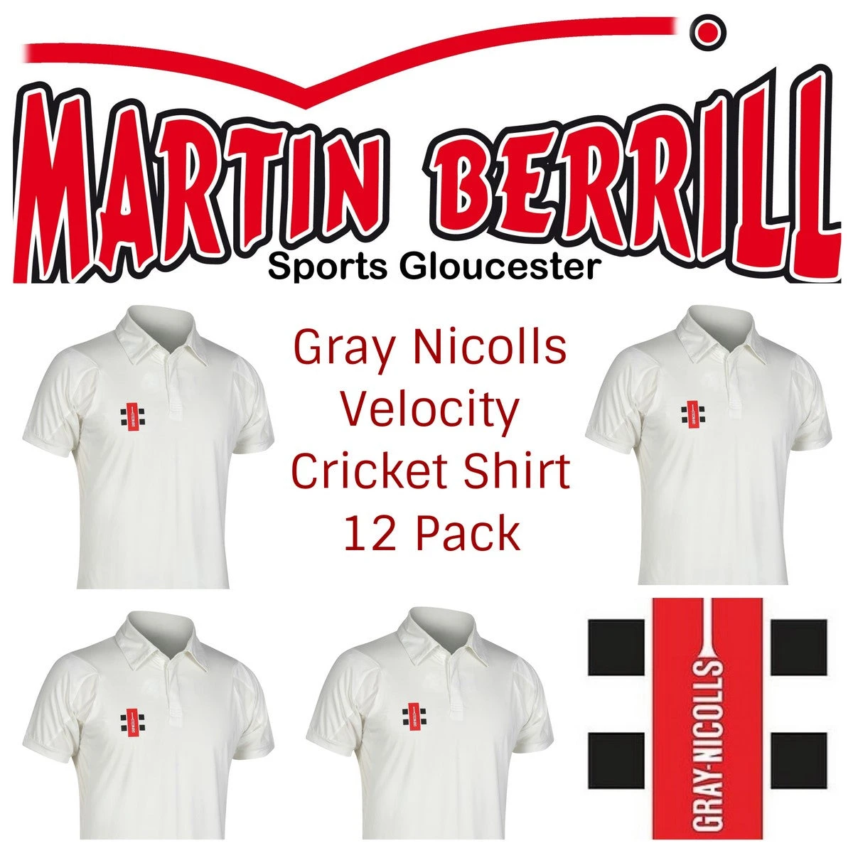 GRAY-NICOLLS Gray Nicolls Velocity Cricket Shirt 12 Pack With Logo 1 GRAY-NICOLLS Gray Nicolls Velocity Cricket Shirt 12 Pack With Logo